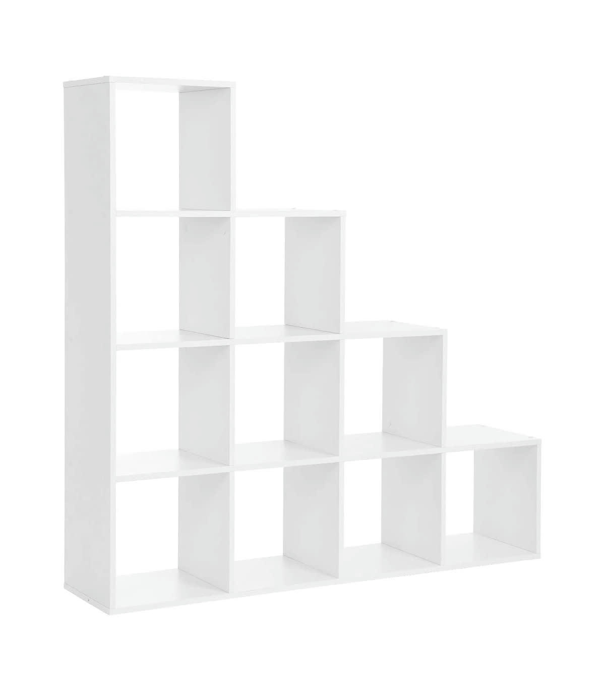 - Étagère Escalier 10 compartiments Blanc - L129,5 cm