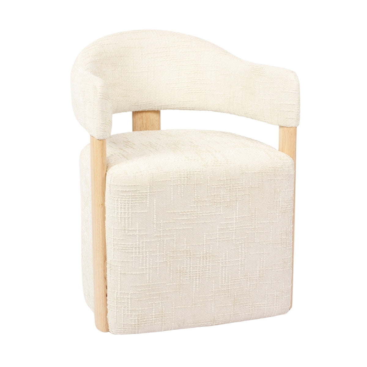 DÉJA Living Eetkamerstoel Niva - Beige/Naturel Stof - Met Wielen - Set van 2