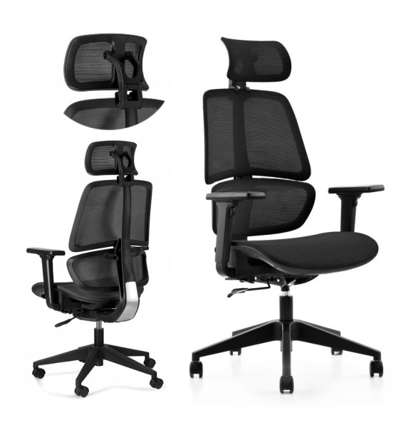 Ergonomiczny fotel biurowy Ergo czarny/czarny