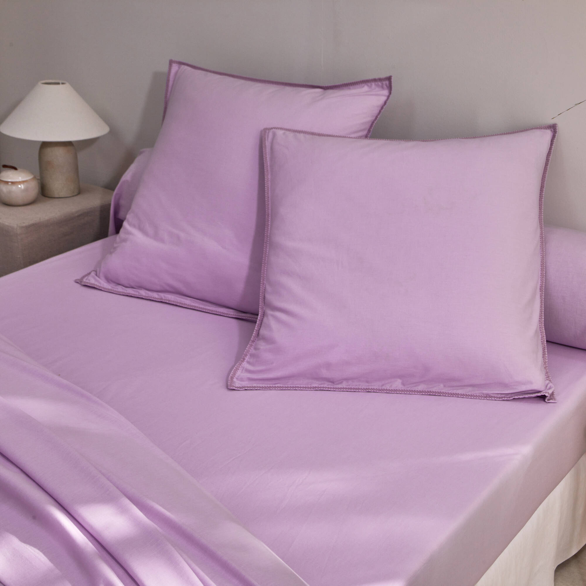 Linge de lit uni coton lavé
