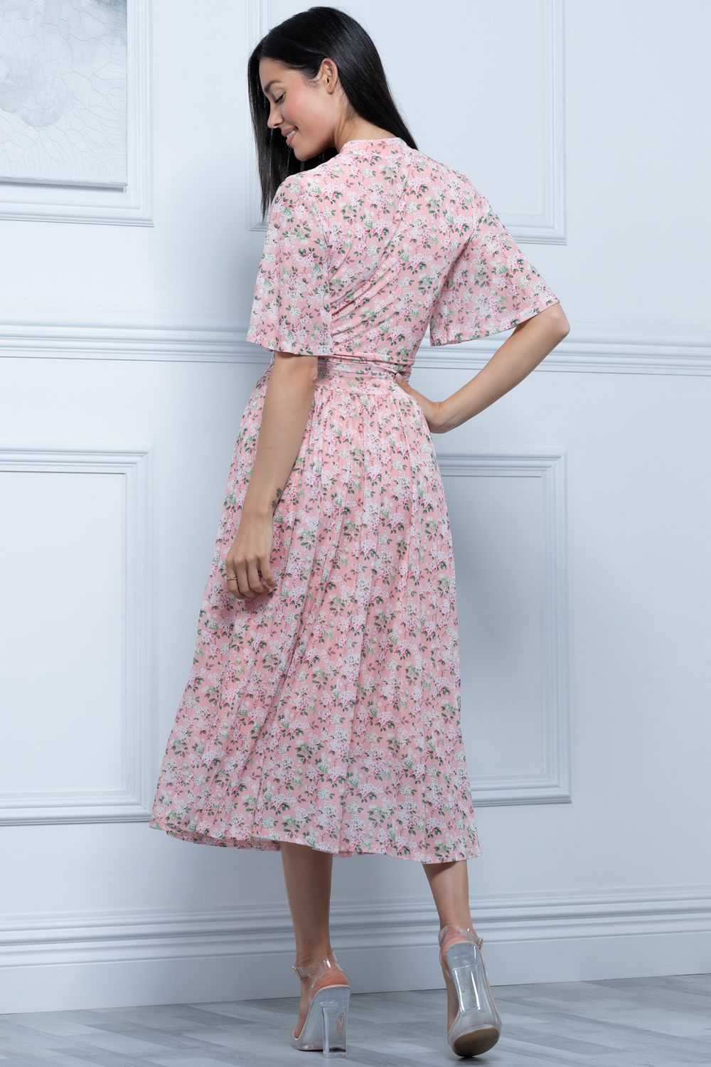 Jolie Moi Tina Turtle Neck Mesh Maxi Dress