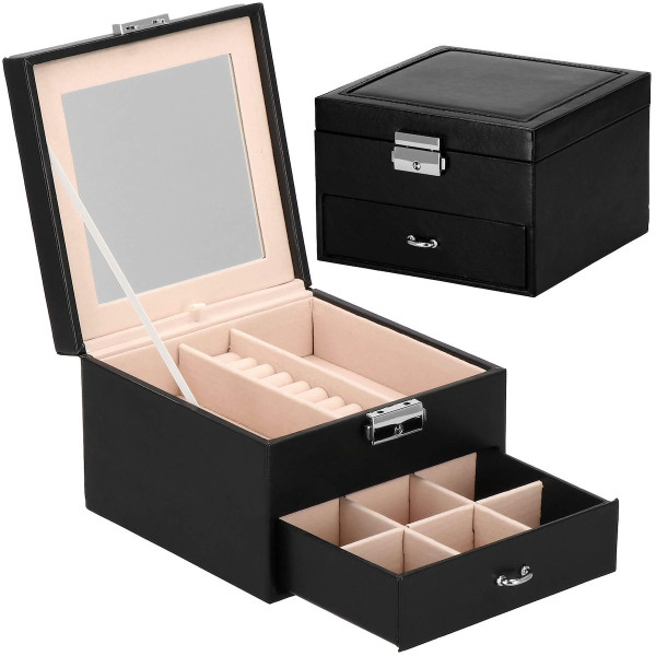 Szkatułka na biżuterię 16x16x11 cm organizer z przegródkami