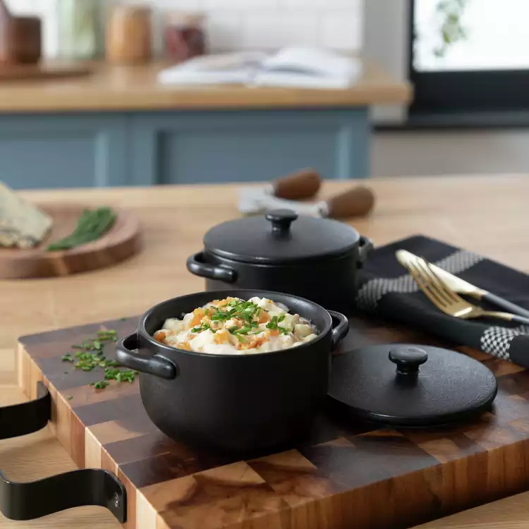 Habitat 2 Piece Stoneware Mini Casserole Dish - Black