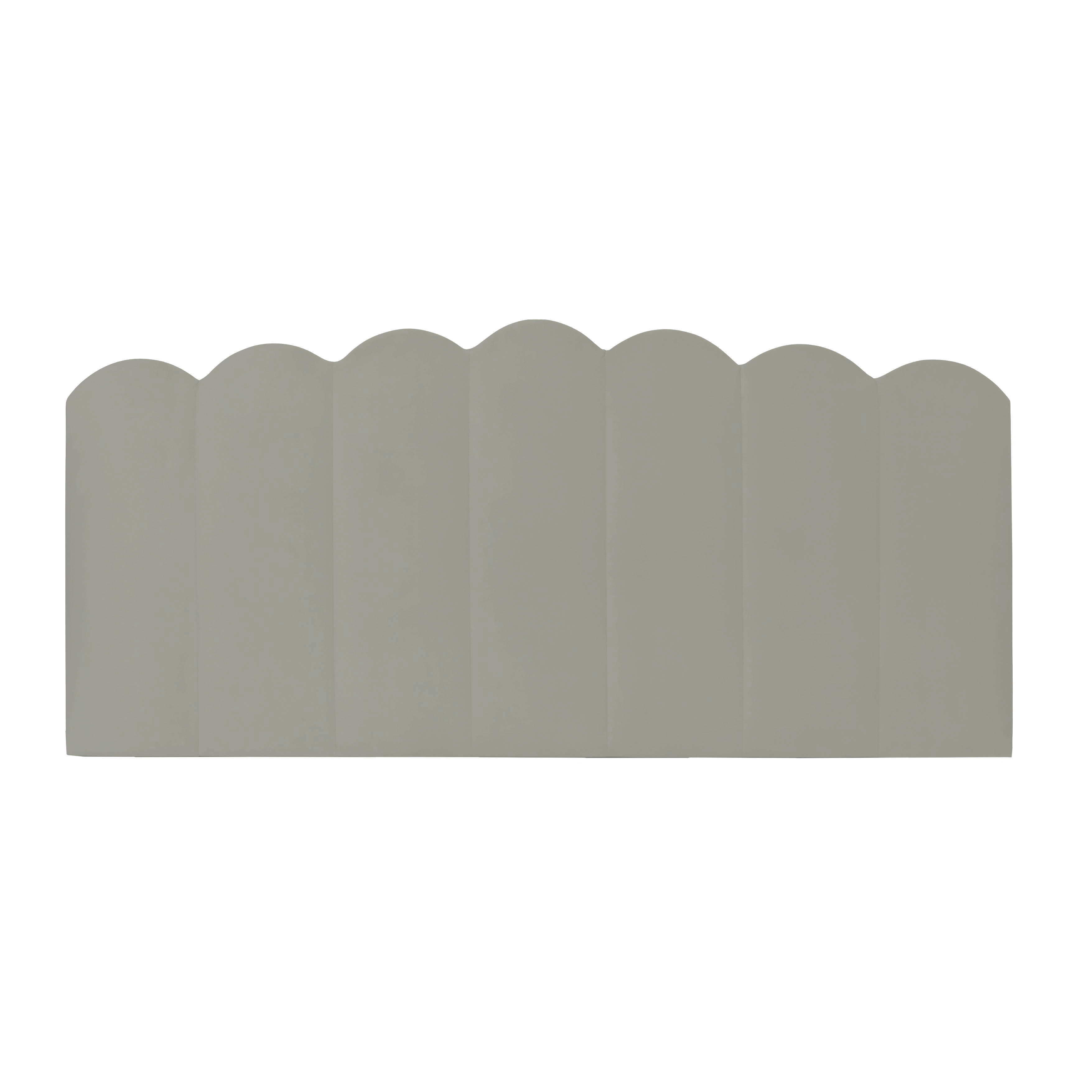 SHELL - Tête de lit tapissée en velours gris chaleureux 145x74cm