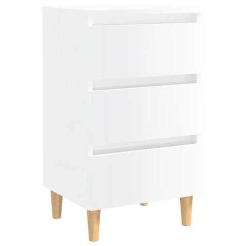 NNEVL Bed Cabinets & Wood Legs 2 pcs High Gloss White 40x35x69cm