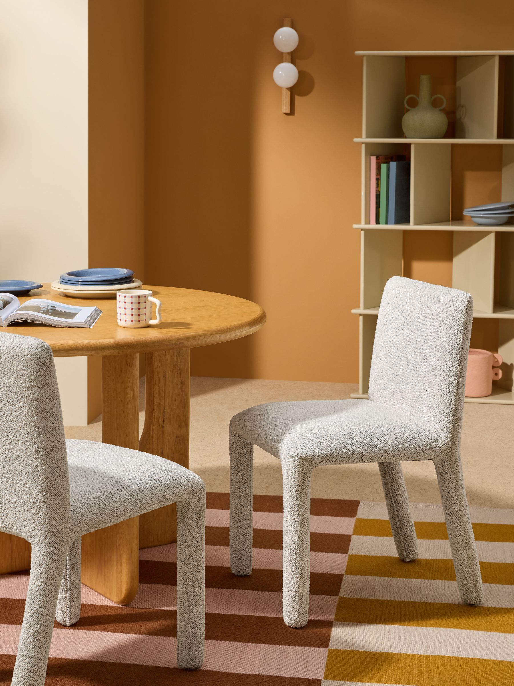 Set of 2 Lyric Dining Chairs in Off White Boucle