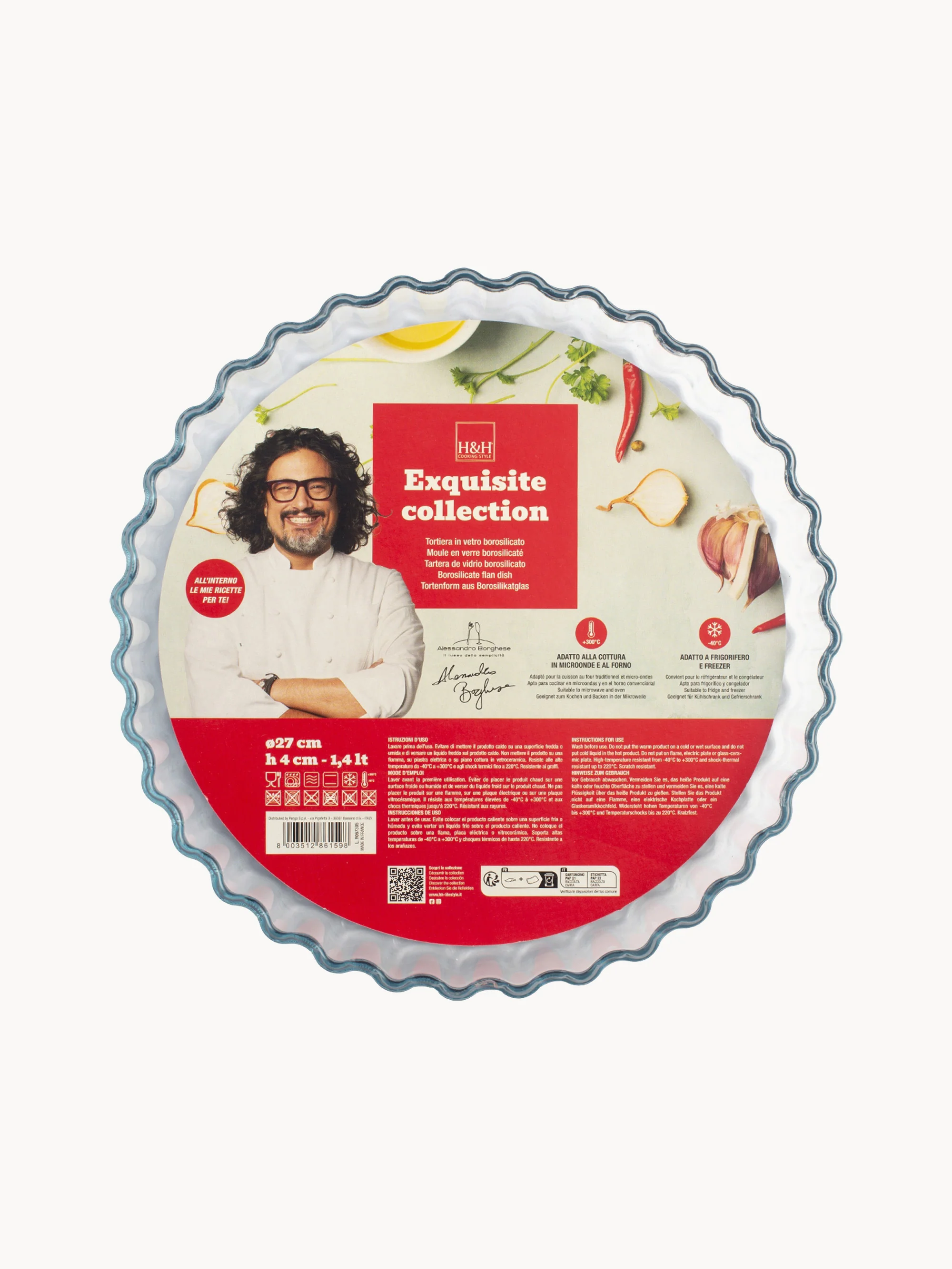 Tarteform Alessandro Borghese aus Borosilikatglas
