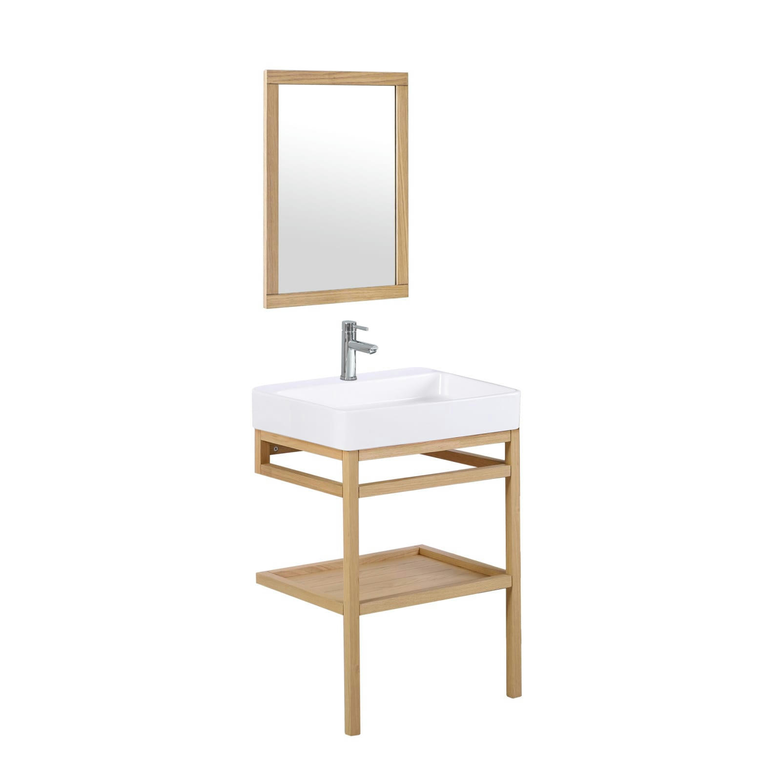HOPP - Meuble de salle de bain 60 cm HOPP avec miroir et vasque carrée