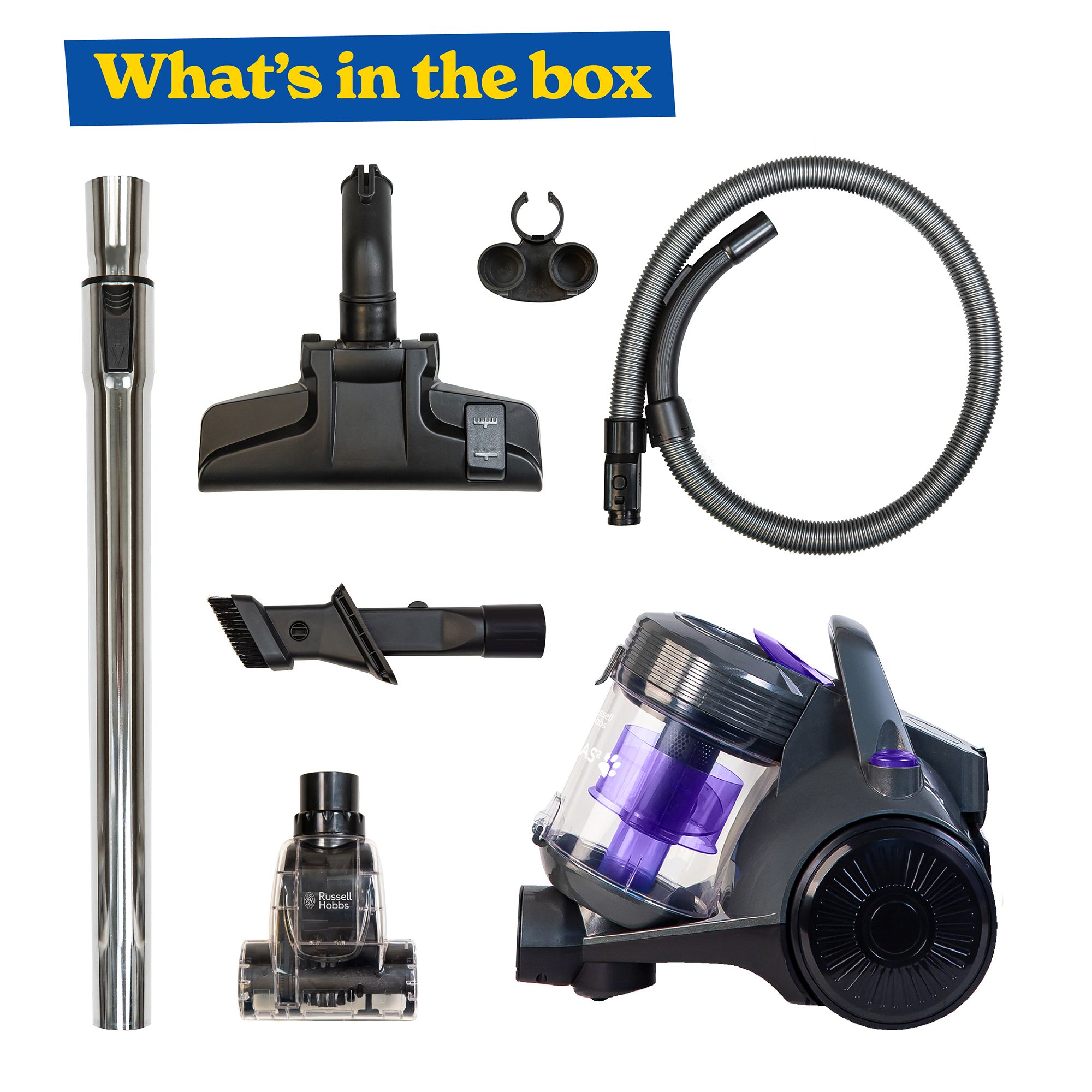Russell Hobbs Pet Cylinder Vacuum ATLAS2 2.5L 700W 3 in 1 Grey RHCV3601