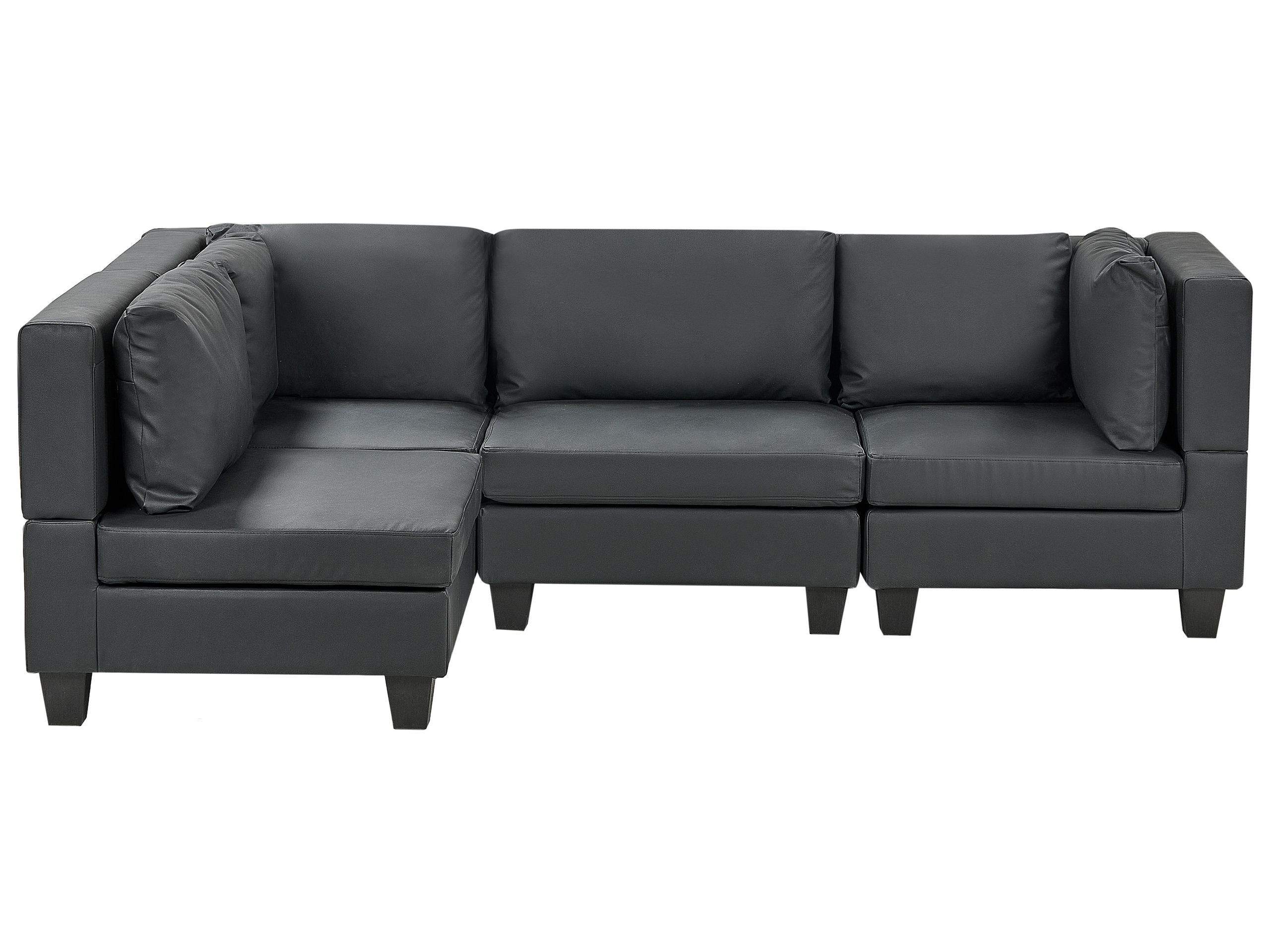 Narożna sofa modułowa ekoskóra 4-osobowa czarna