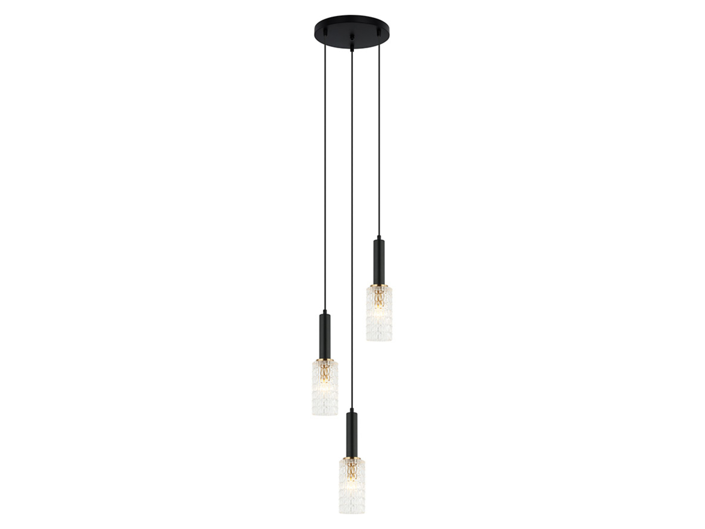 Lampa wisząca Perola 3-punktowa stalowa czarna
