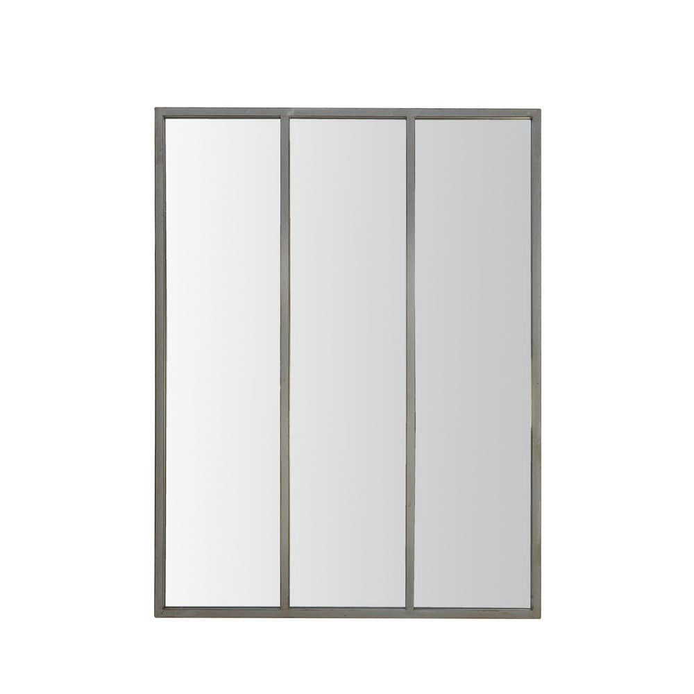 LÉON - Miroir verrière style industriel 90x120 argent