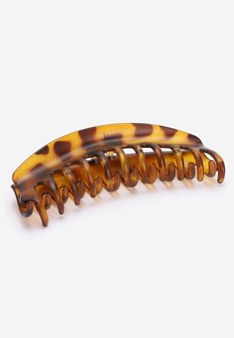 Womens Brown Tortoise Long Claw Hair Clip