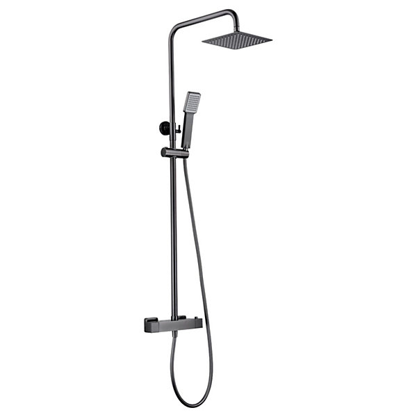 Colonne de douche thermostatique noir mat acier et laiton finition PVD anticalcaire