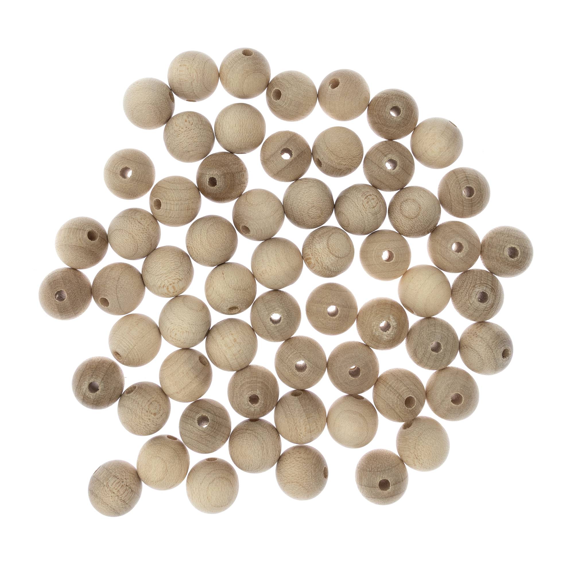 Unvarnished Wooden Beads 12mm 60 Pack