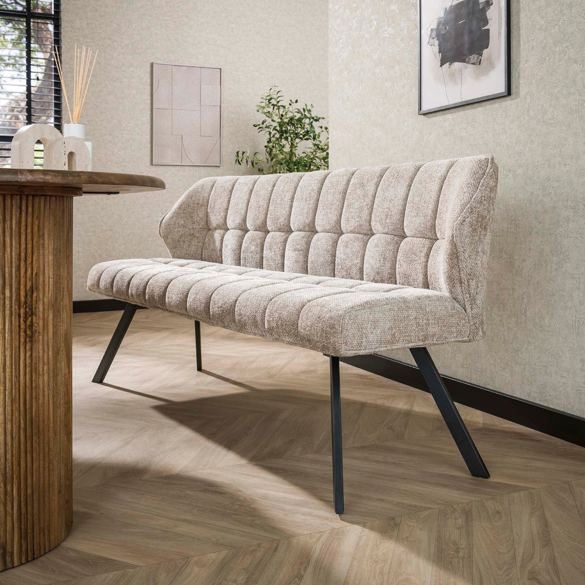 Fraaai - Ramon eetkamerbank 180 cm geweven - zand