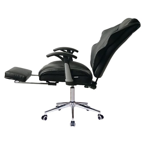 NNEDPE Faux Leather High Back Reclining Executive Office Chair w/ Stool Black