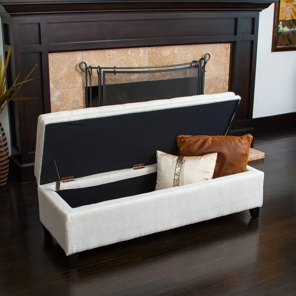 Brighton Tufted Linen Storage Bench by Christopher Knight Home