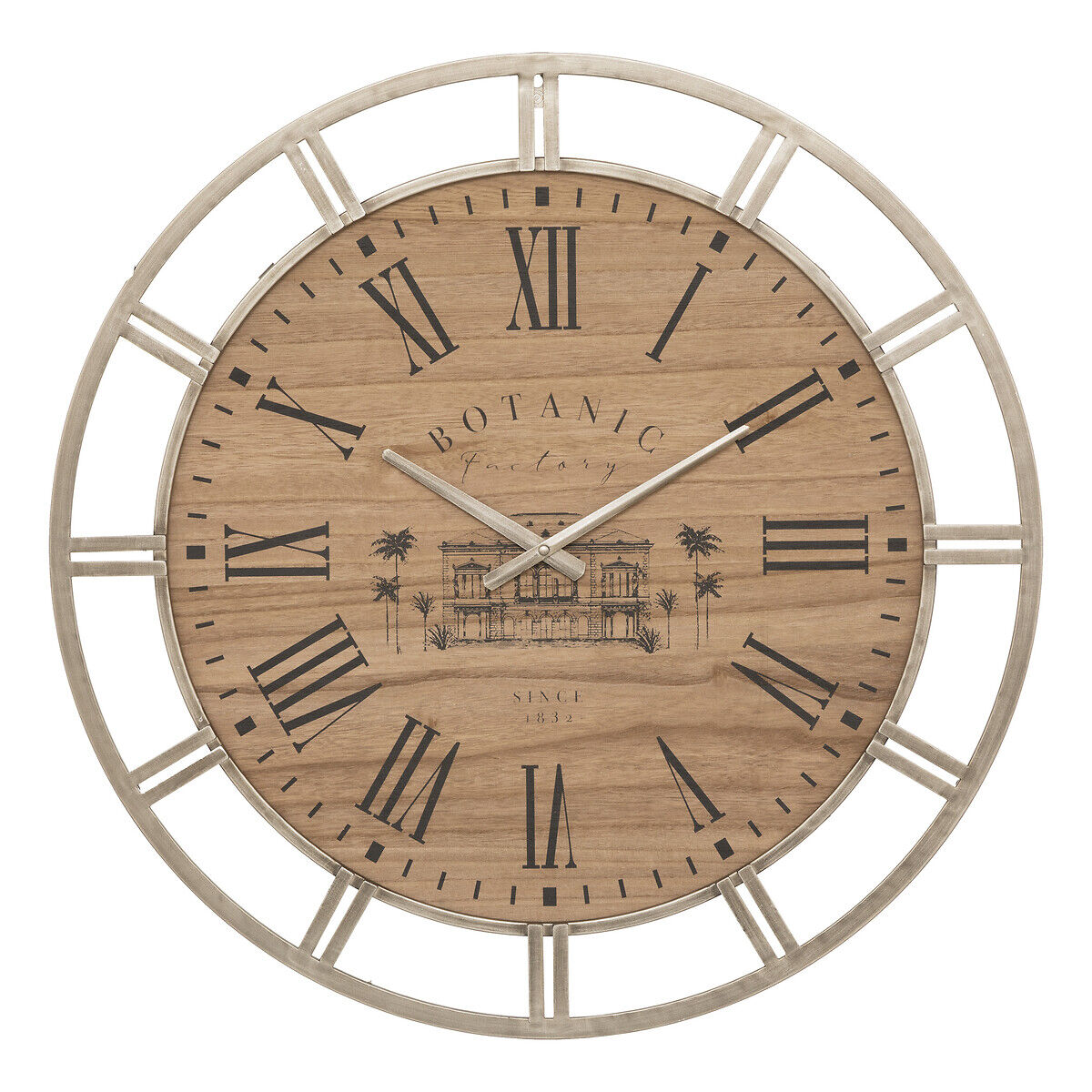 Relógio de parede em mdf e metal bege bota