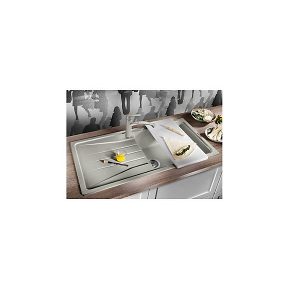 Evier à encastrer 50cm siligranit avec siphon blanc Blanco 520907 sona xl 6 s
