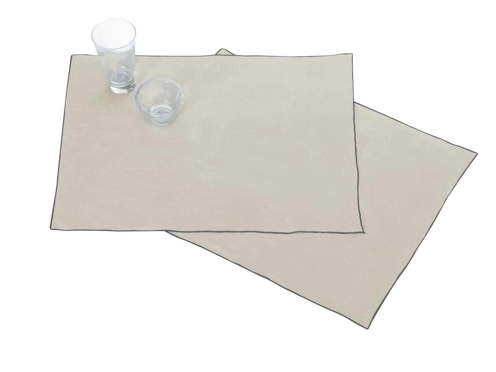 AUTOUR DU LIN - Lot de 2 sets de table en lin lavé 38x48cm Lin-anthracite