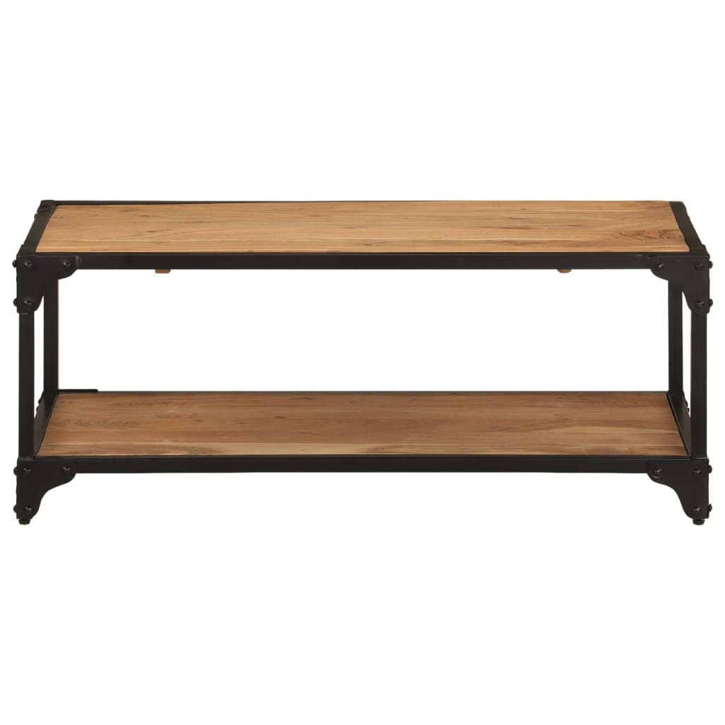 Stolik Kawowy Ława Stół Brązowy Drewniany 90x45x35 Półka Do Salonu