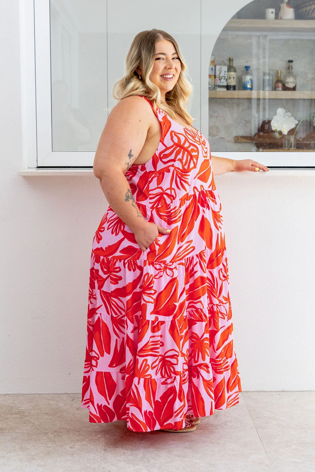 Ronnie Maxi Dress in Blush Fern
