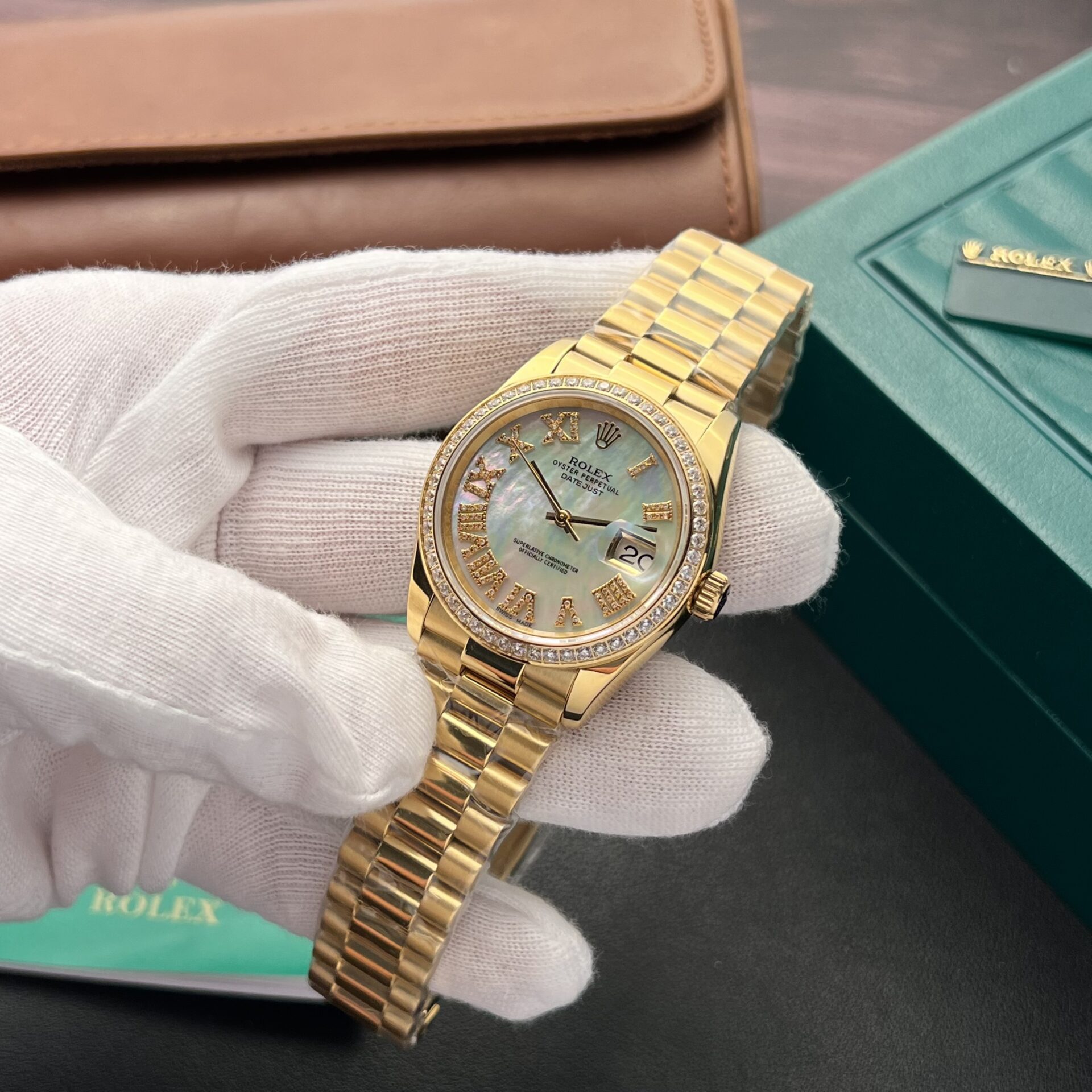 Rolex Datejust YG Plated MOP Dial CZ Diamonds 36mm Super Clone