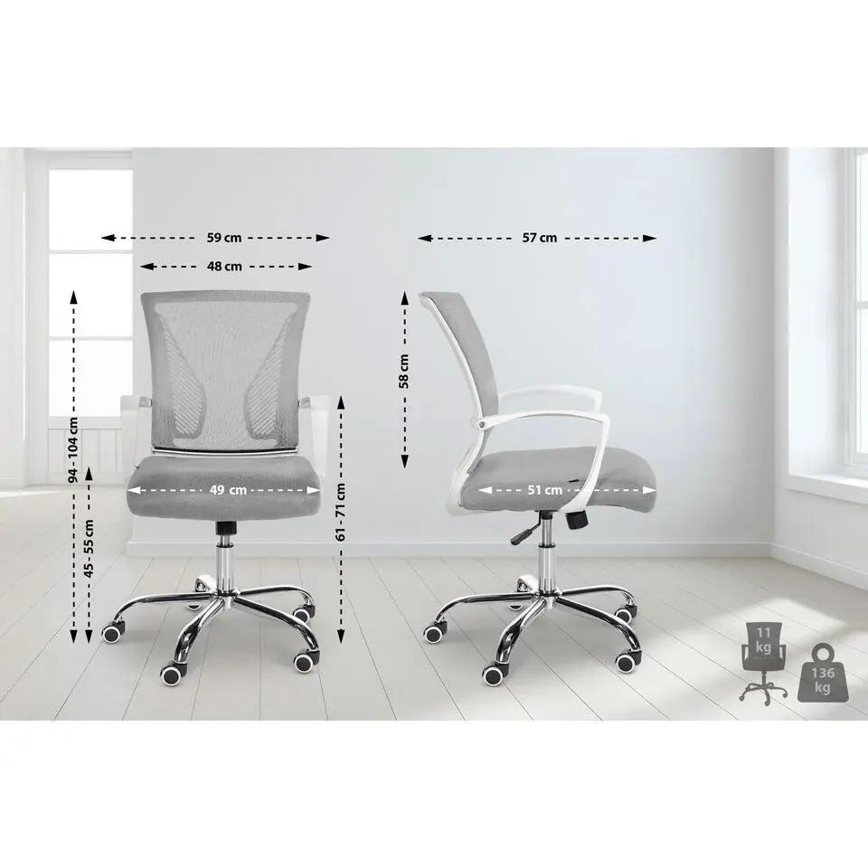 CLP Bureaustoel Tracy chroom Frame - Microfiber - licht grijs