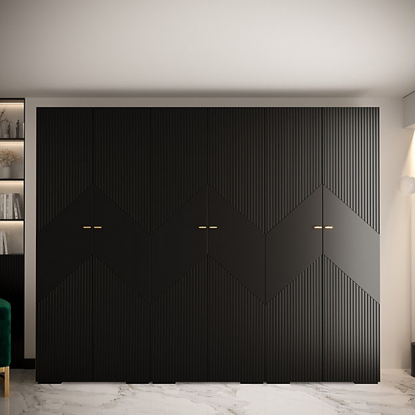 Armoire Manhattan Ryfel 2 a portes battantes H. 236,7 x L. 300 x P. 47, 6 portes