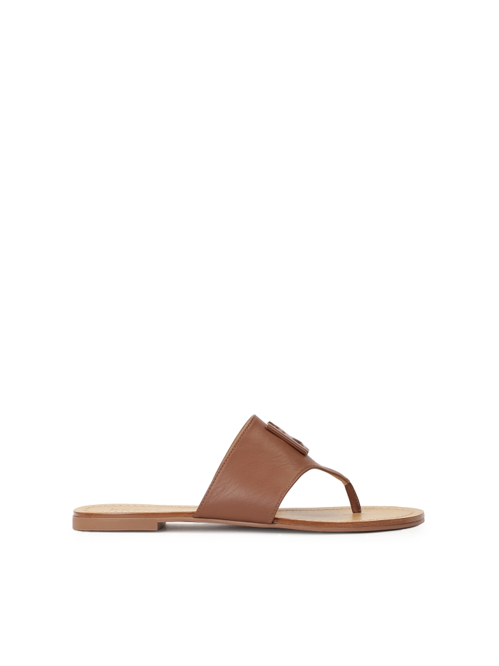 KAZAR monogrammed leather flip-flops