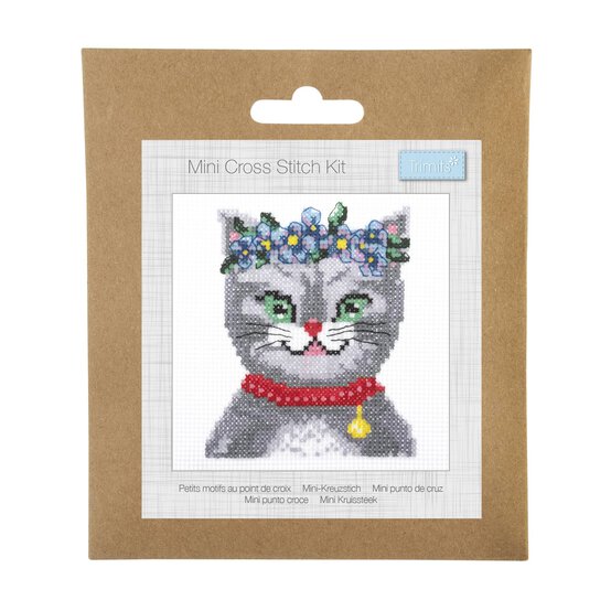 Trimits Meow Mini Cross Stitch Kit 13cm x 13cm