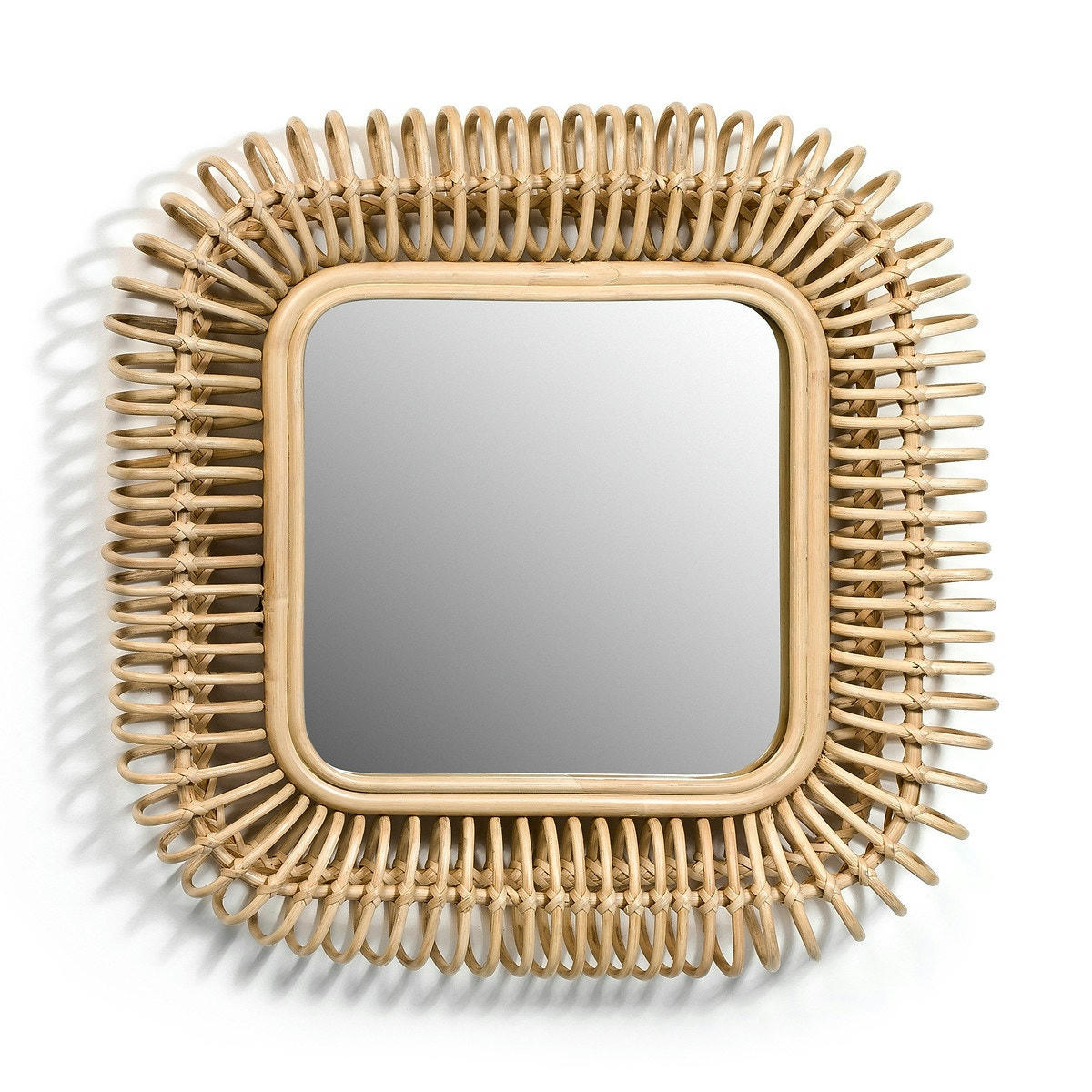 Miroir rotin carré L55 x H55 cm, Tarsile