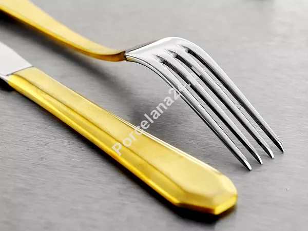 Komplet sztućców 24 cz. na 6 osób Hisar - Riva Gold Satin (4.0/3.0 mm) matowe złoto
