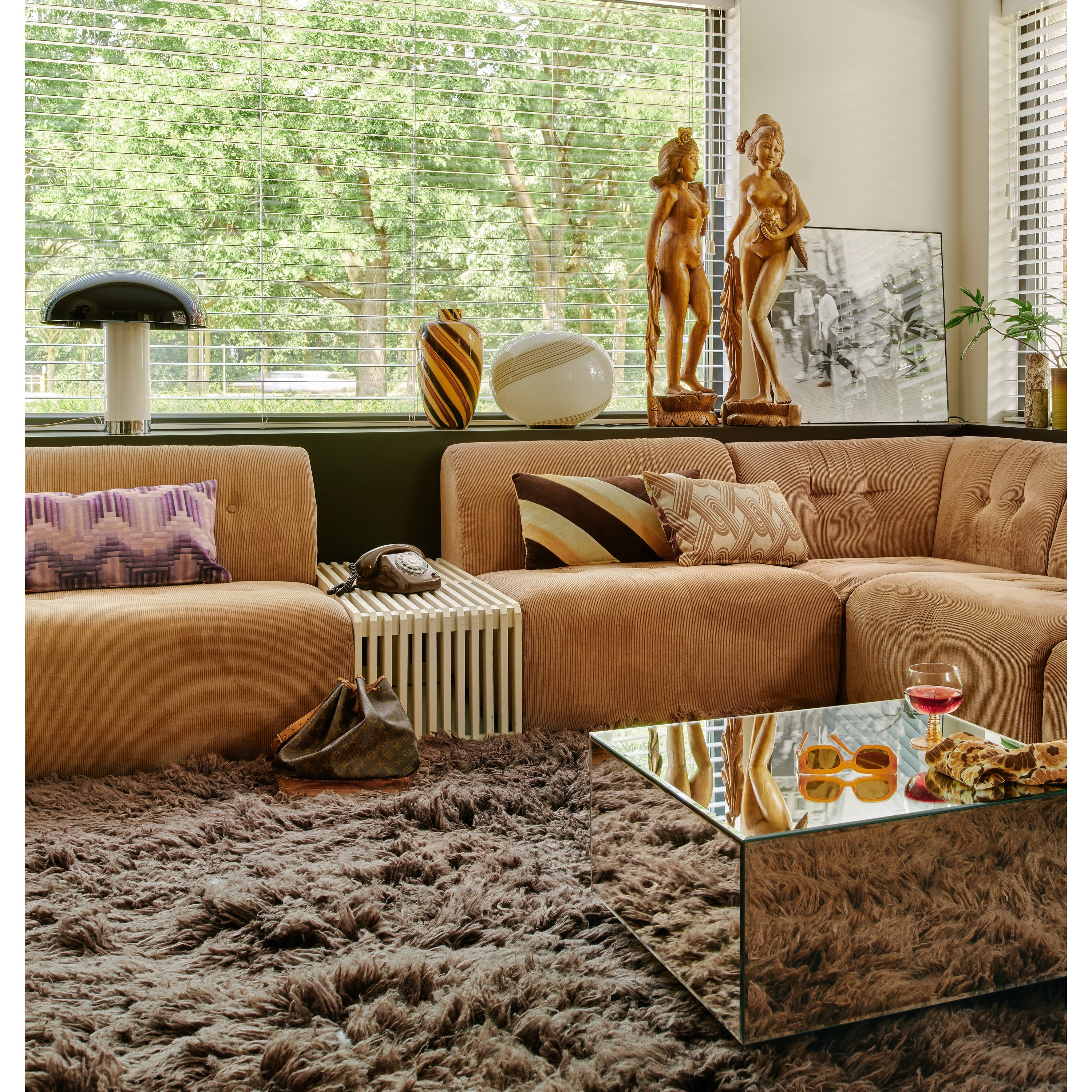 HKliving Slatted Bankje B 96 cm - Zand