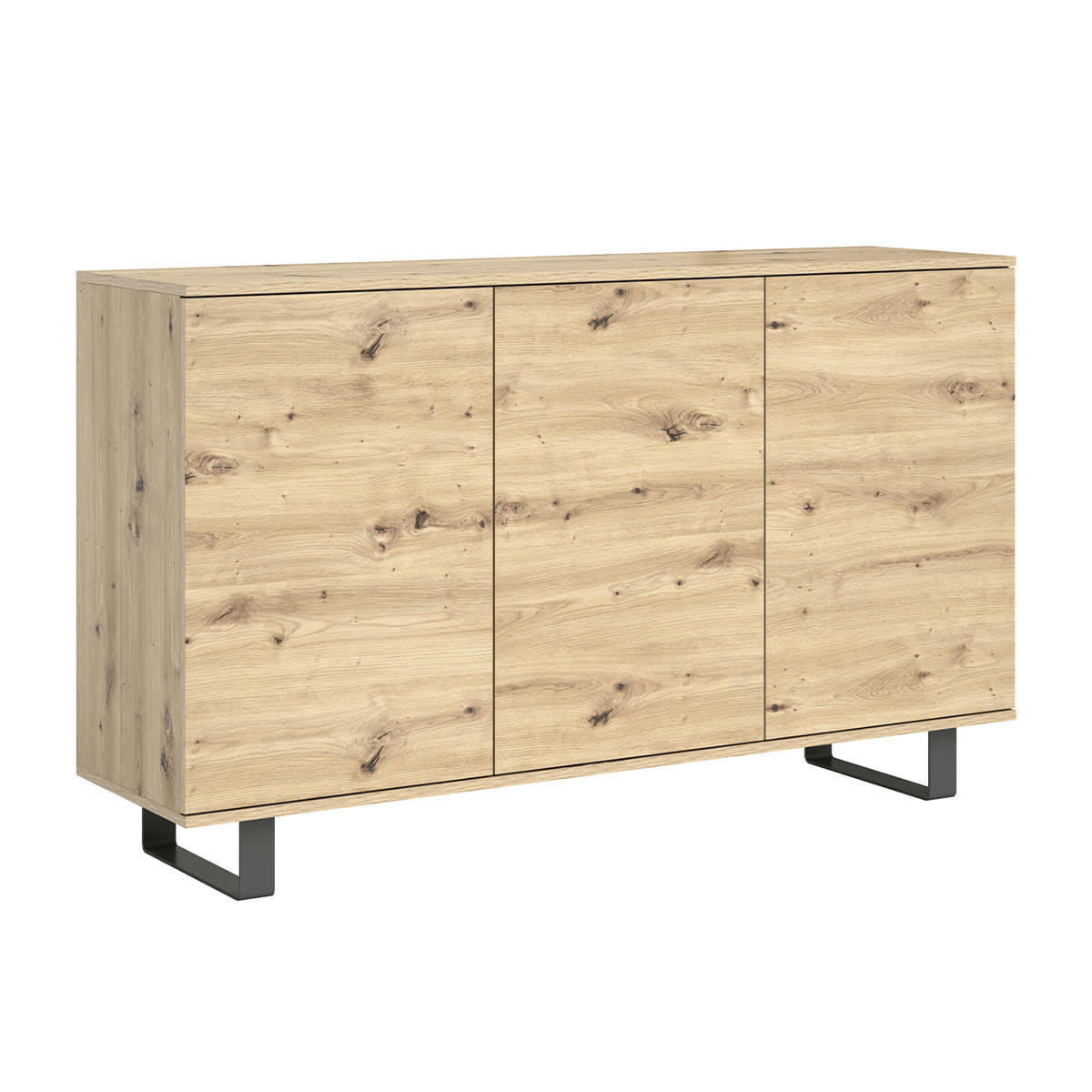 - Buffet 3 portes stratifiés, métal naturel