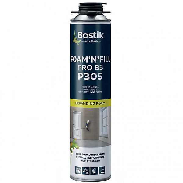 Pack 24 Mousses expansives PU pistolable P305 Foam'n'Fill 750ml BOSTIK   12 Nettoyants mousse PU CL12 500ml   Pistolet manuel