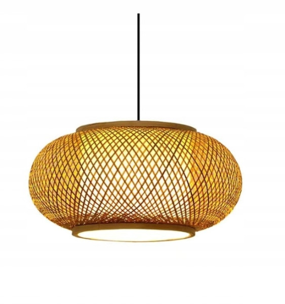 Lampa Sufitowa Wisząca Bambus BOHO Ratan Drewno