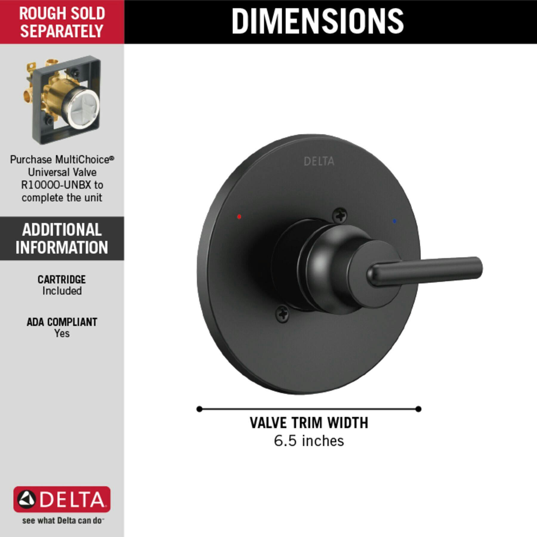 Delta Trinsic Monitor 14 Series Valve-Only Trim, Matte Black