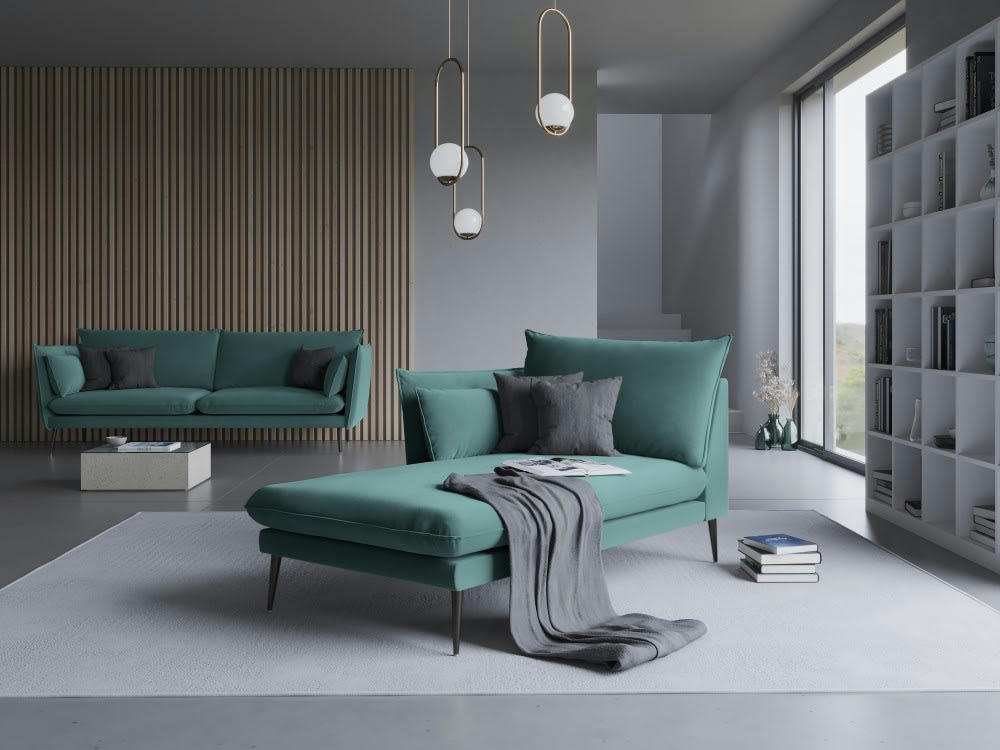 AGATE - Méridienne en velours pétrole