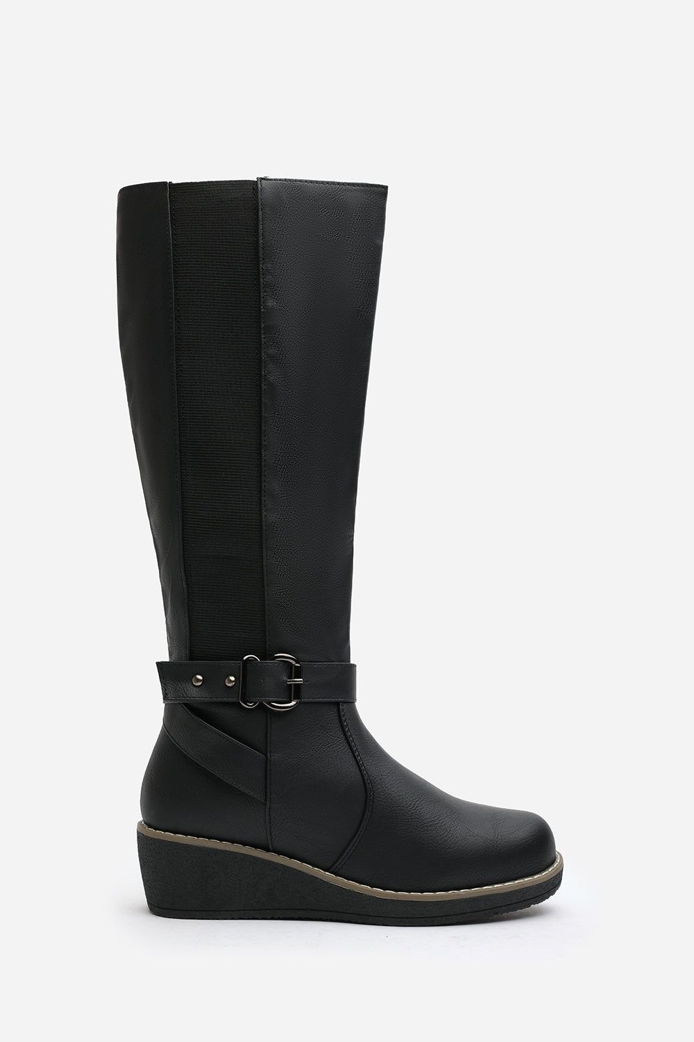 Where's That From Regina' Wide Fit Faux Leather Knee High Wedge Boots