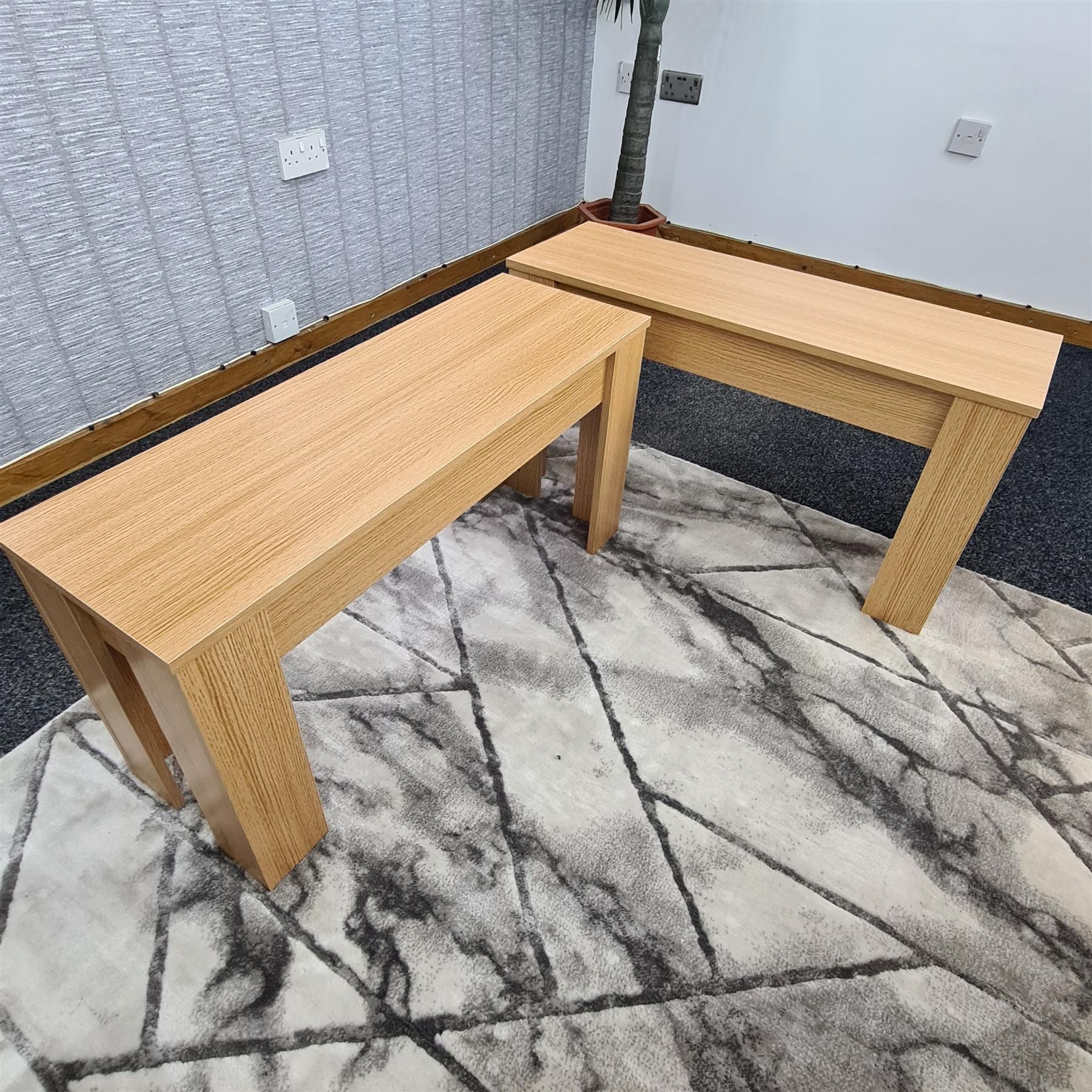 KOSY KOALA 2 Set Modern Light Wood Effect Dining Benches for Home Kitchen Hallwy