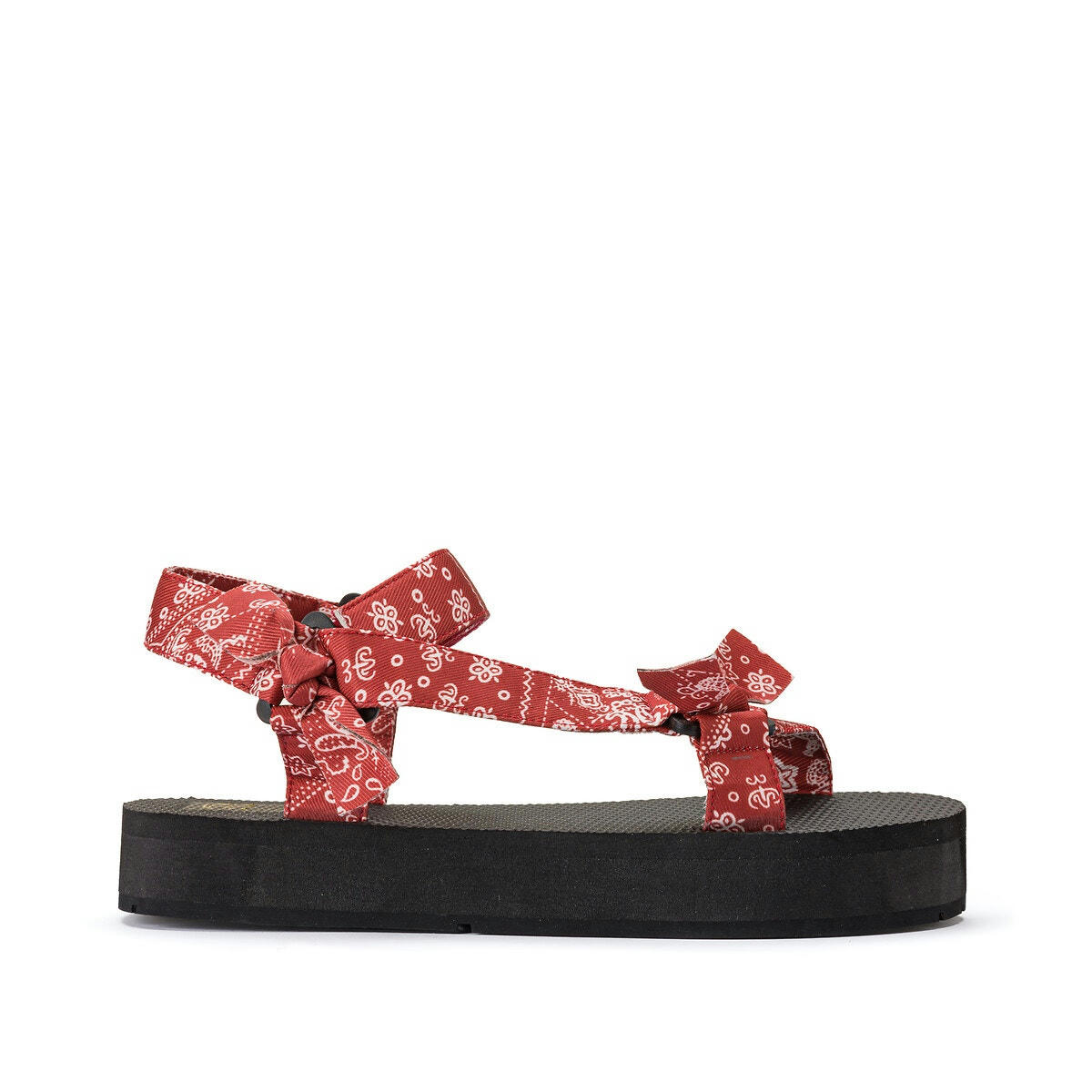 Sandales à talon compensé, imprimé style bandana
