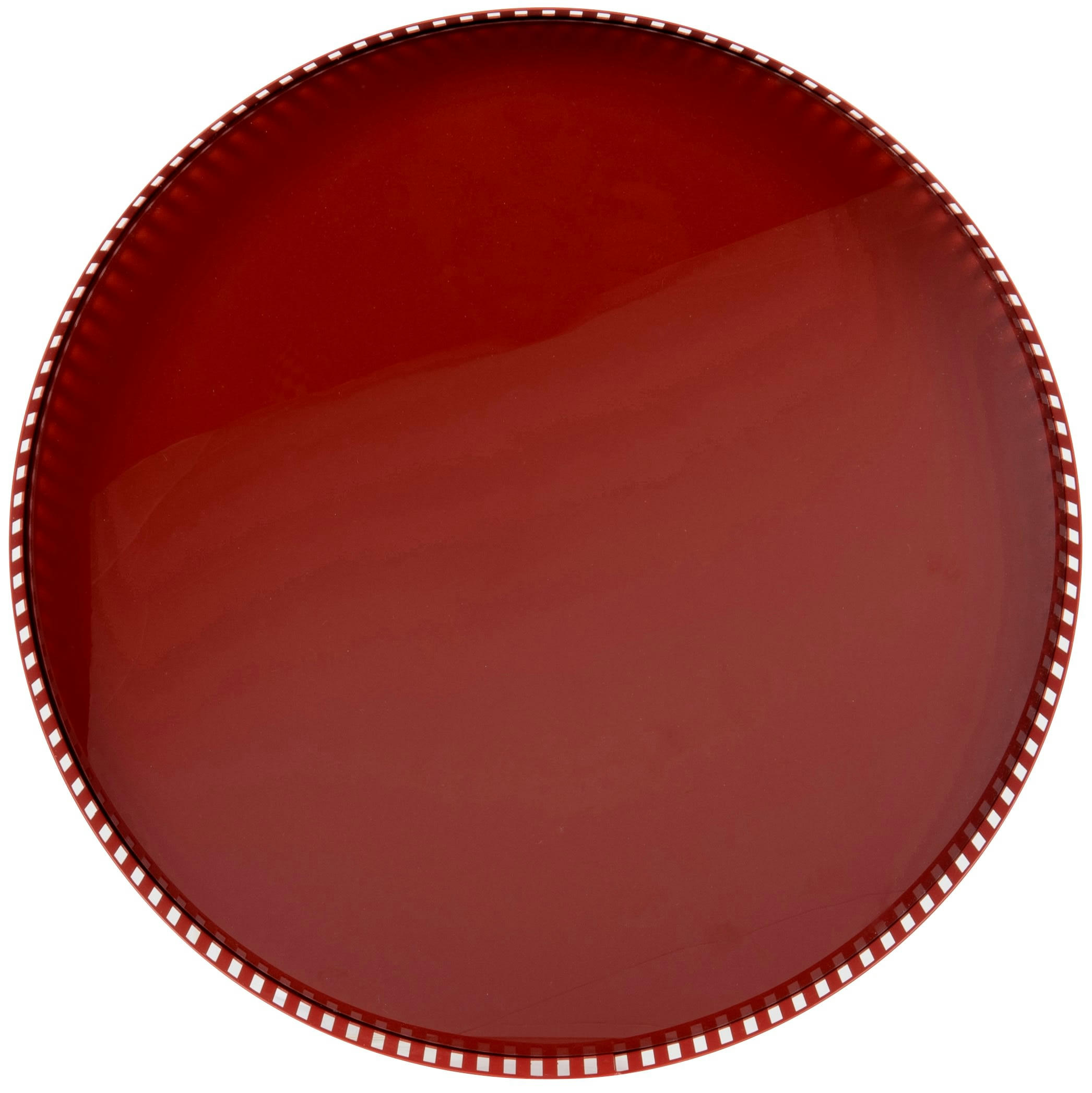 AKA - Plateau rond en métal rouge et verre transparent D35