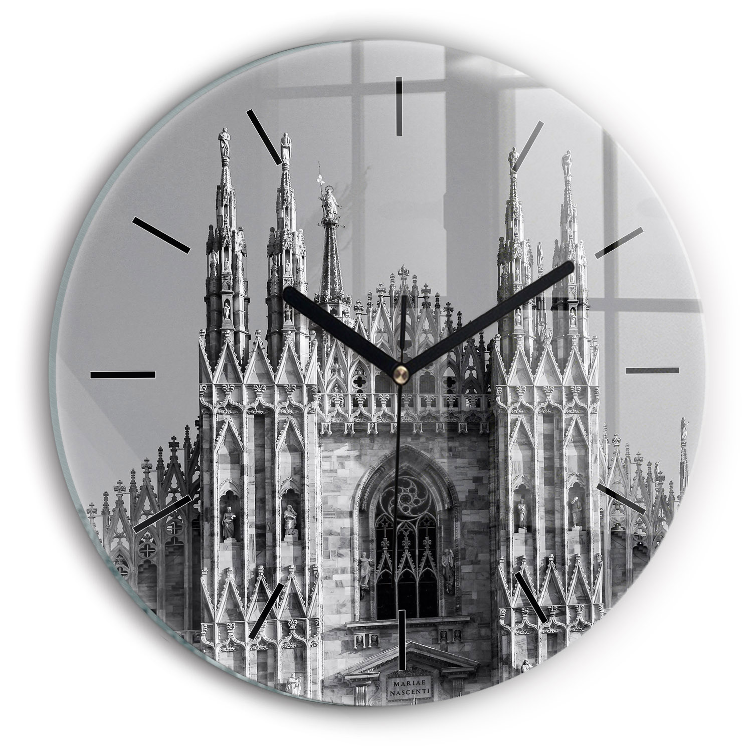Zegar szklany ścienny do salonu Katedra Duomo Di Milano fi30