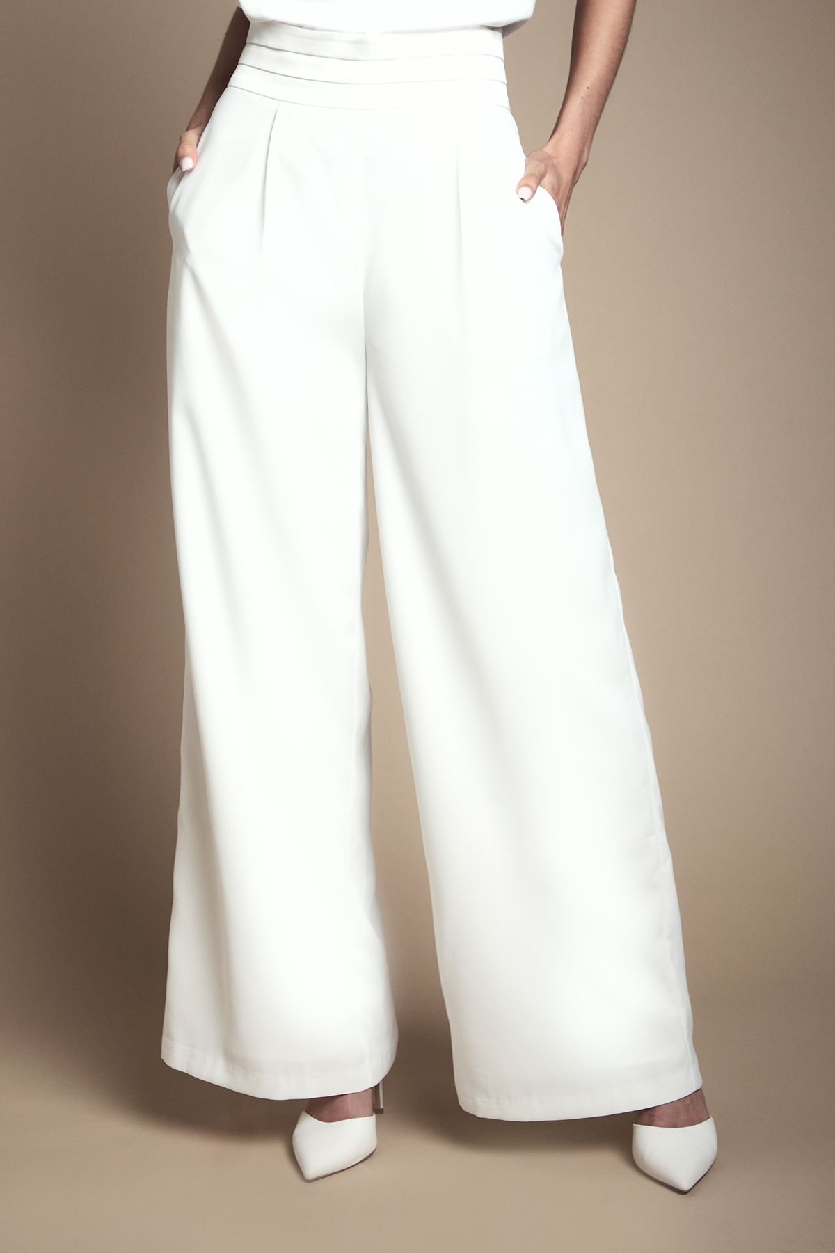 Coast Satin Trim High Waist Wide Leg Bridal Trouser