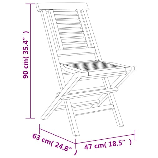 NNEVL Folding Garden Chairs 6 pcs 47x63x90 cm Solid Wood Teak