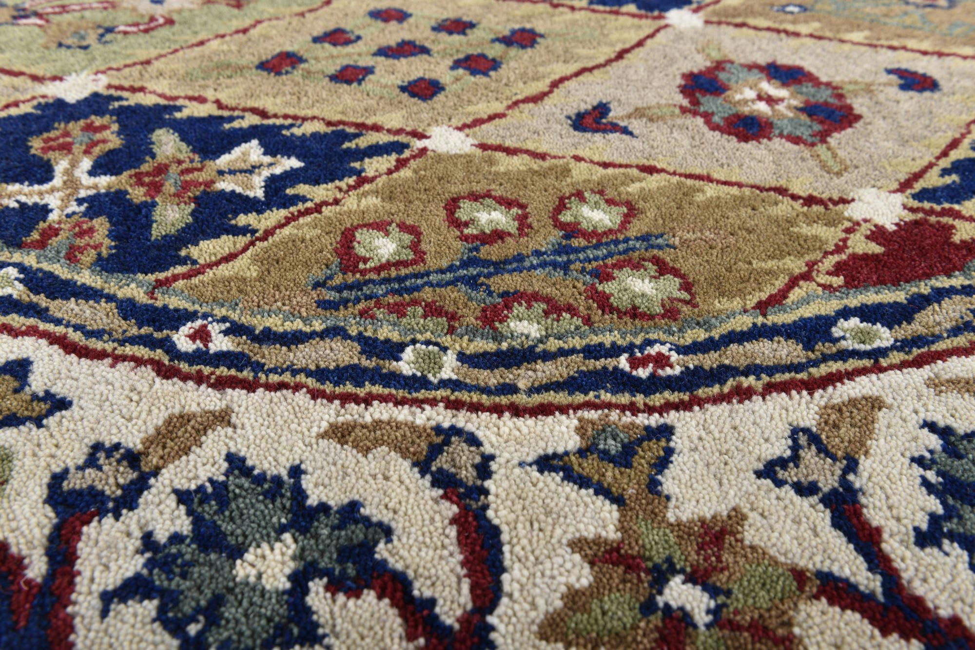 ROYAL ZIEGLER - Tapis d'orient classique en laine naturelle rouge multicolore 100x100