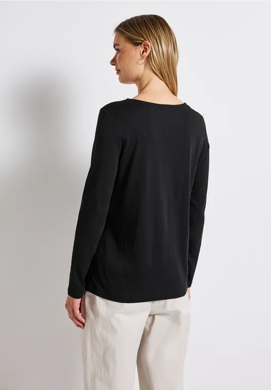 Langarmshirt in Unifarbe