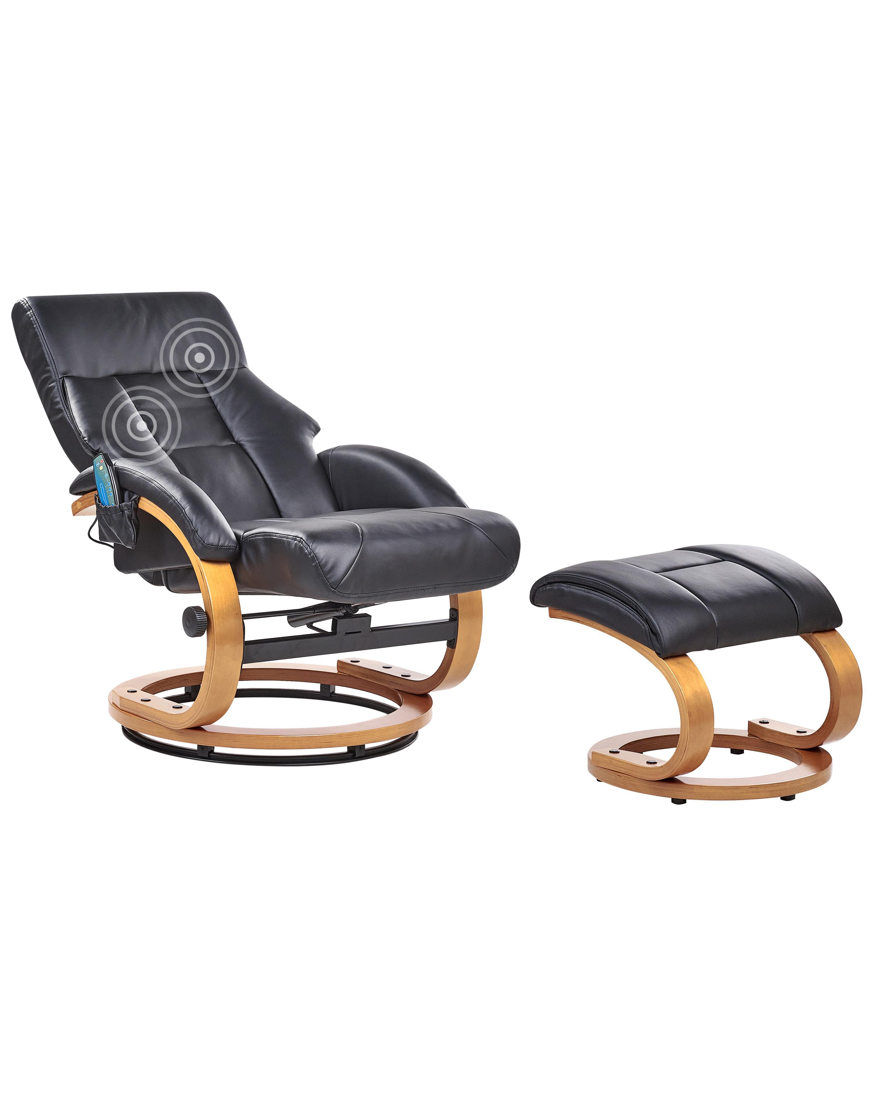 Massage Chair FORCE with Footstool Faux Leather Black